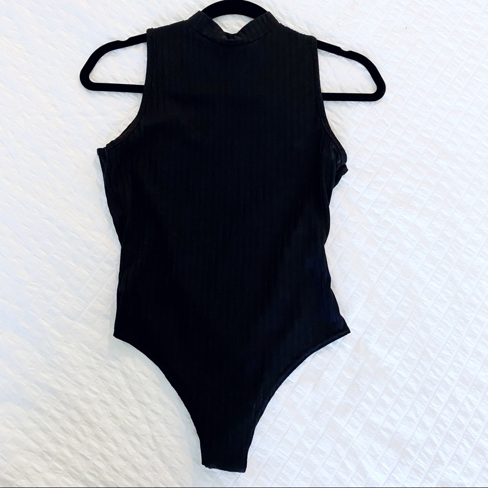 Black Ribbed Bodysuit
